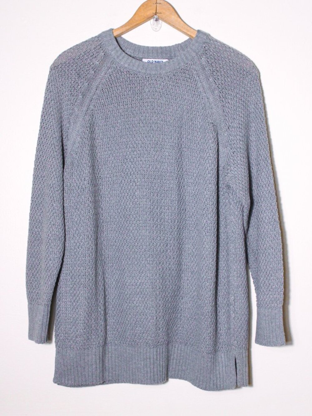 Old Navy Relaxed Oversized Textured Tunic Sweater Crew Neck Gray Size S